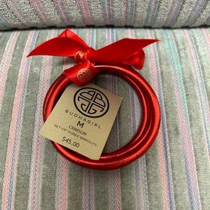 New BudhaGirl bangle bracelet set (3), color is crimson red, size medium